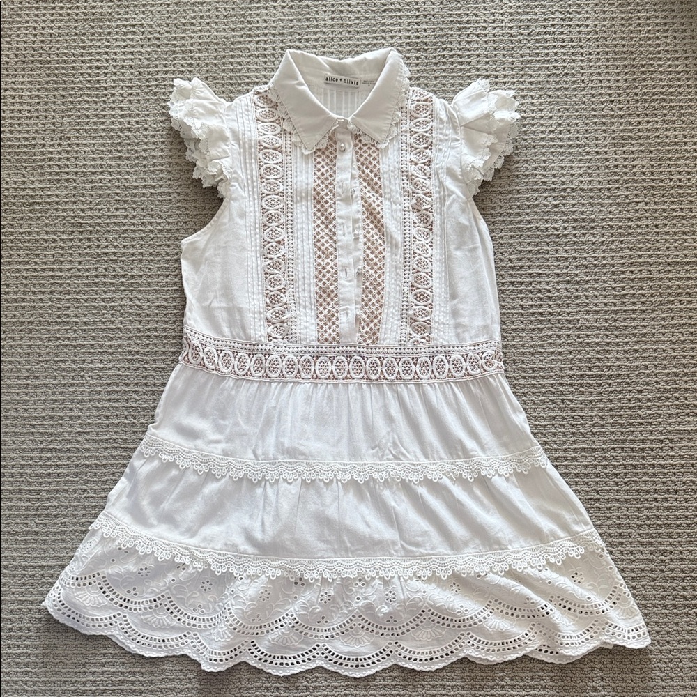 Alice + Olivia White Lace Dress
